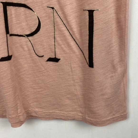 J.Crew S / M Modern Graphic Tee T-Shirt Blush Pink Black & Gold Letters - Picture 11 of 14